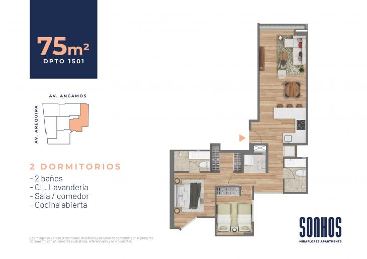 Plano del modelo TIPO 1501 del proyecto SONHOS en Miraflores