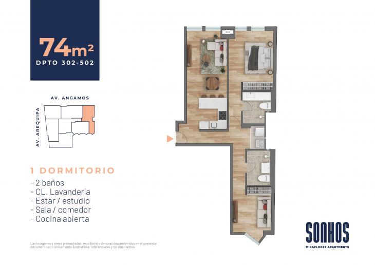 Plano del modelo TIPO 2 del proyecto SONHOS en Miraflores