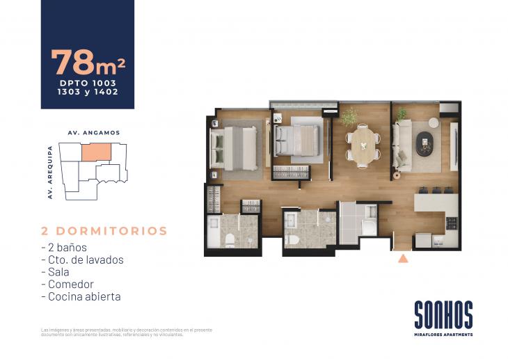 Plano del modelo TIPO 8 del proyecto SONHOS en Miraflores