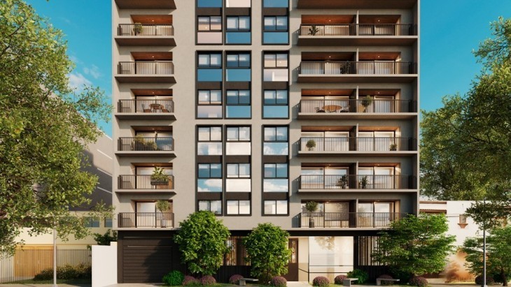 Fachada principal del proyecto Nuvo en Miraflores