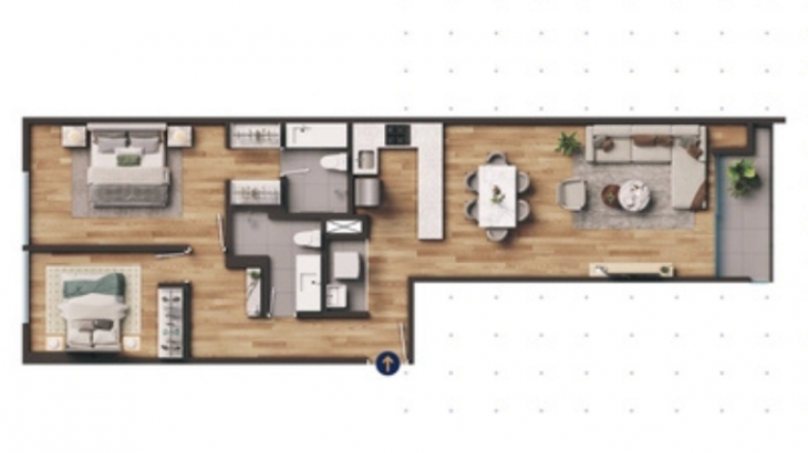 Plano del modelo TIPO 1 del proyecto Nuvo en Miraflores