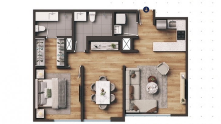 Plano del modelo TIPO 4 del proyecto Nuvo en Miraflores