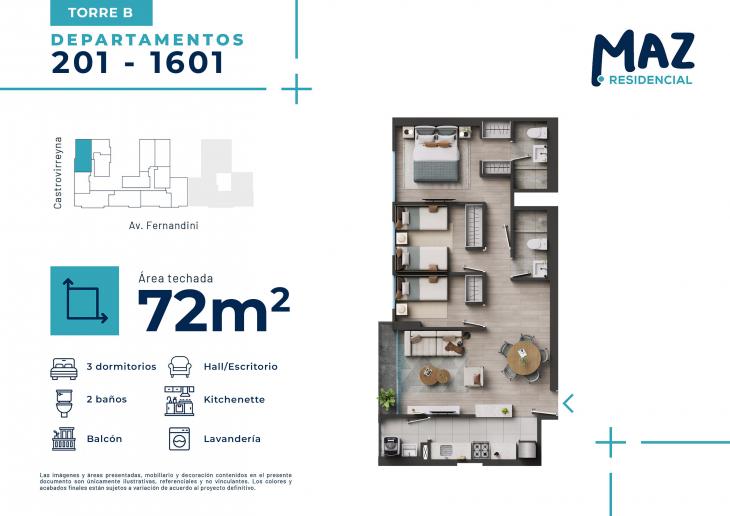 Plano del modelo B - Tipo X01 del proyecto MAZ Etapa 2 en Breña