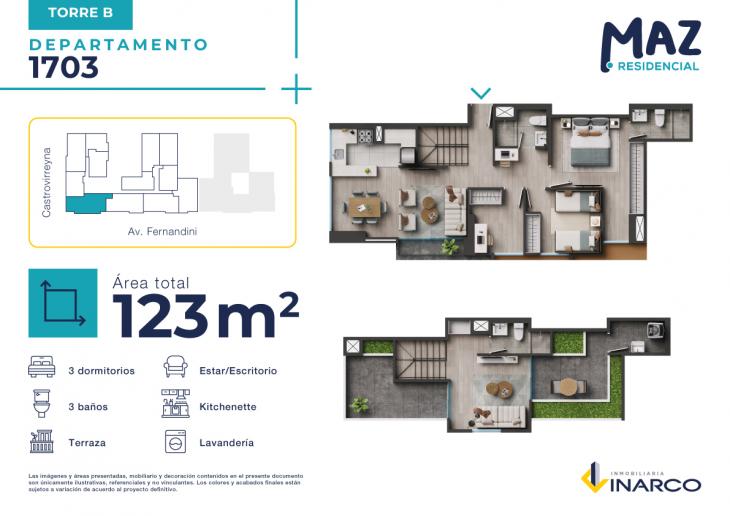 Plano del modelo B - Tipo 1703 del proyecto MAZ Etapa 2 en Breña