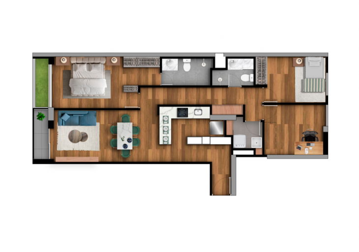 Plano del modelo Tipo 3 del proyecto CATENA en Miraflores