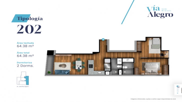Plano del modelo 202 del proyecto VÍA ALEGRO en San Miguel