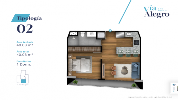 Plano del modelo TIPO 2 del proyecto VÍA ALEGRO en San Miguel