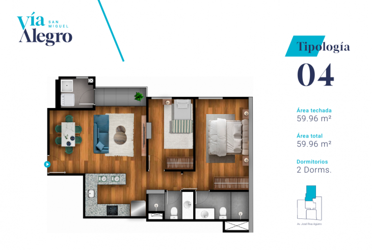 Plano del modelo TIPO 4 del proyecto VÍA ALEGRO en San Miguel