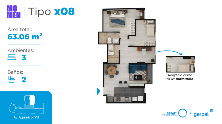 Plano del modelo X08 del proyecto MOMEN en Breña