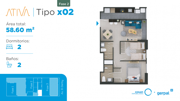 Plano del modelo X02 B del proyecto ATIVA FASE 2 en Santiago De Surco