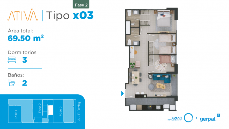 Plano del modelo X03 B del proyecto ATIVA FASE 2 en Santiago De Surco