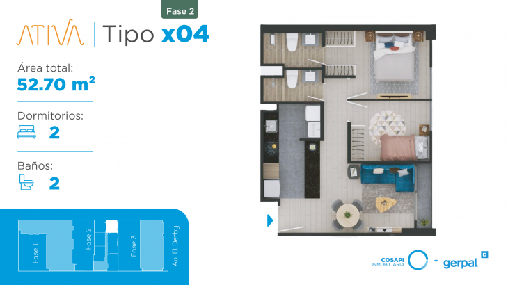 Plano del modelo X04 B del proyecto ATIVA FASE 2 en Santiago De Surco
