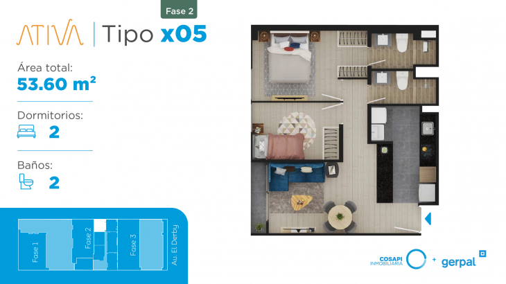 Plano del modelo X05 B del proyecto ATIVA FASE 2 en Santiago De Surco