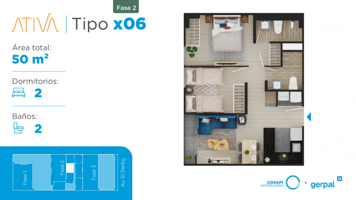 Plano del modelo X06 B del proyecto ATIVA FASE 2 en Santiago De Surco