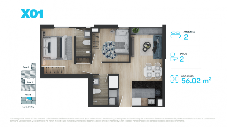 Plano del modelo X01 del proyecto ATIVA FASE 3 en Santiago De Surco
