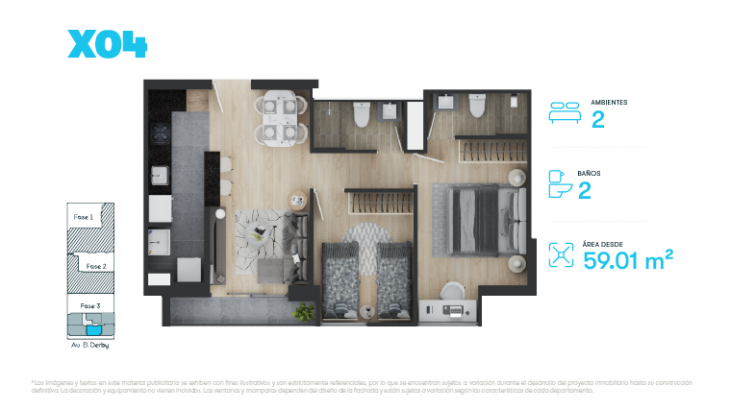 Plano del modelo X04 del proyecto ATIVA FASE 3 en Santiago De Surco