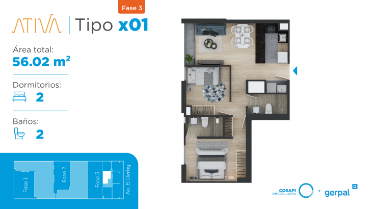 Plano del modelo X01 del proyecto ATIVA FASE 3 en Santiago De Surco