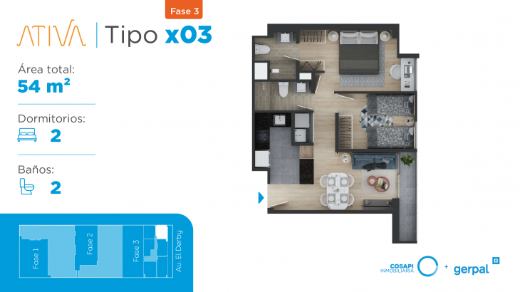 Plano del modelo X03 del proyecto ATIVA FASE 3 en Santiago De Surco