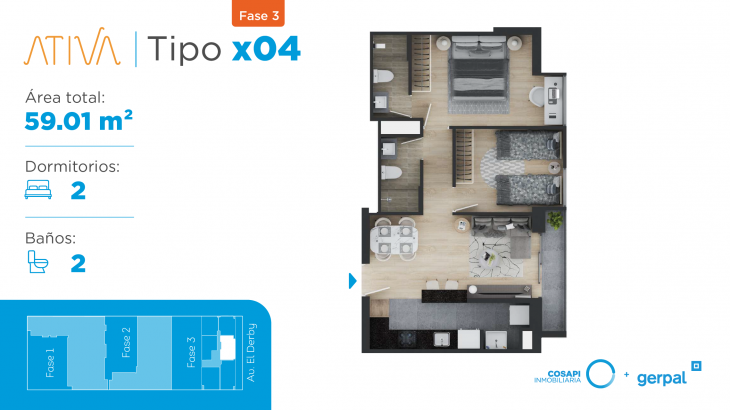 Plano del modelo X04 del proyecto ATIVA FASE 3 en Santiago De Surco
