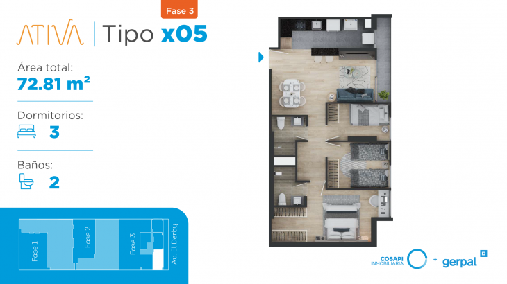 Plano del modelo X05 del proyecto ATIVA FASE 3 en Santiago De Surco