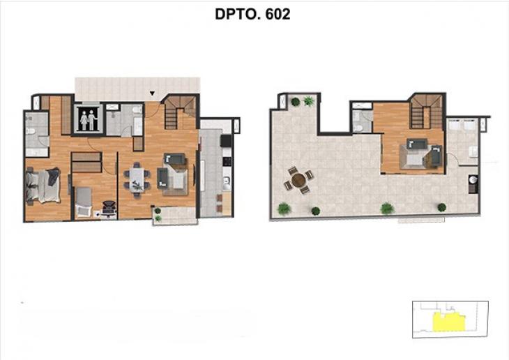 Plano del modelo TIPO J del proyecto RDC 525 - SURCO en Santiago De Surco