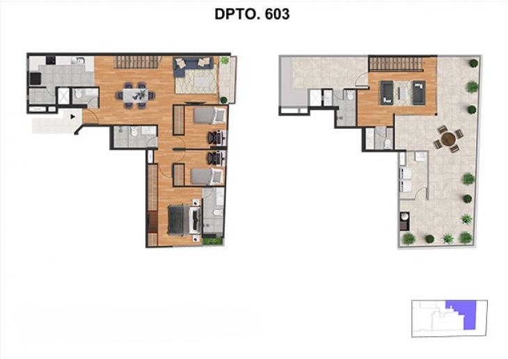 Plano del modelo TIPO K del proyecto RDC 525 - SURCO en Santiago De Surco