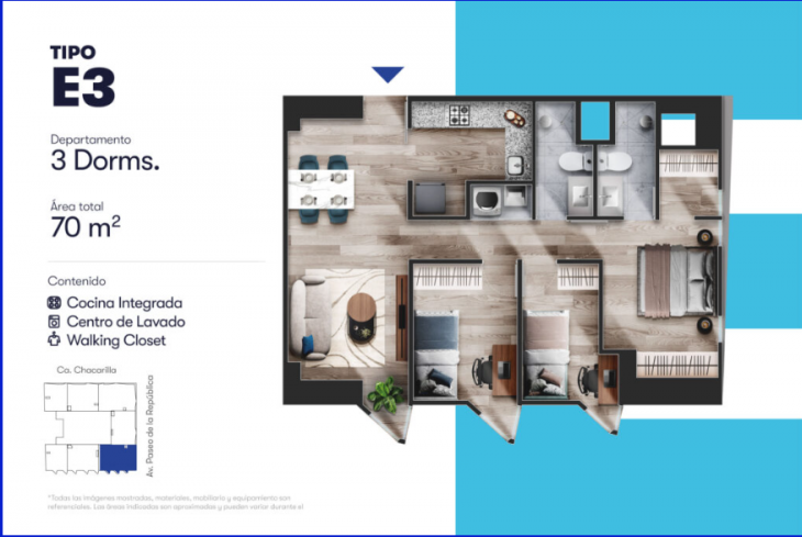 Plano del modelo E del proyecto BLUE en San Isidro