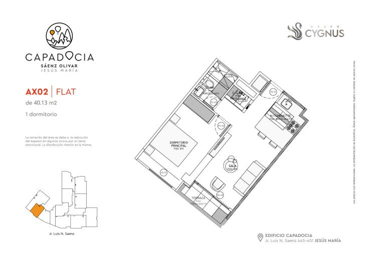 Plano del modelo AX02 del proyecto Capadocia en Jesus Maria