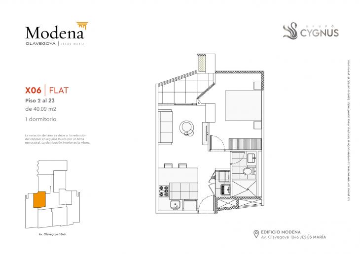 Plano del modelo X06 del proyecto Modena en Jesus Maria
