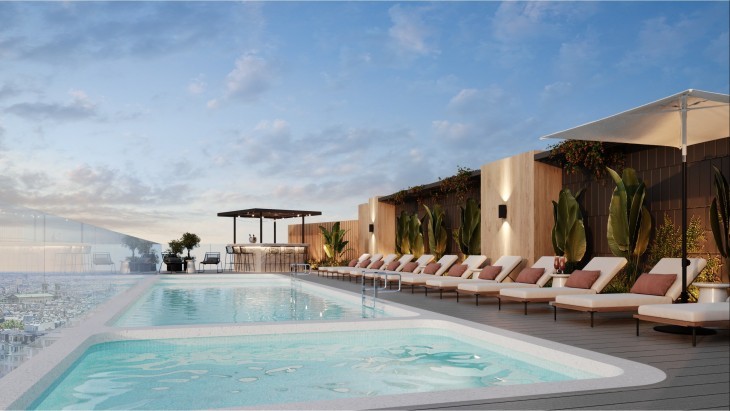 Fachada principal del proyecto Torre Nápoles en Jesus Maria