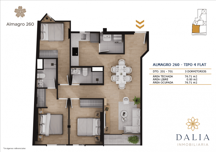 Plano del modelo tipo 4 del proyecto ALMAGRO 260 en Jesus Maria
