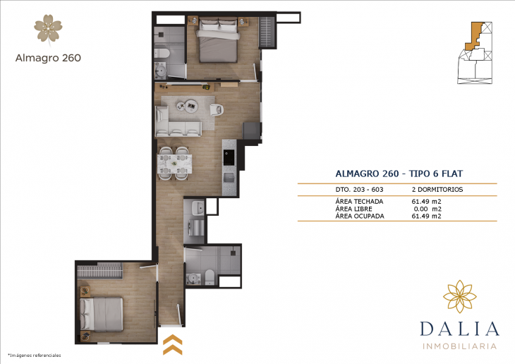 Plano del modelo tipo 6 del proyecto ALMAGRO 260 en Jesus Maria