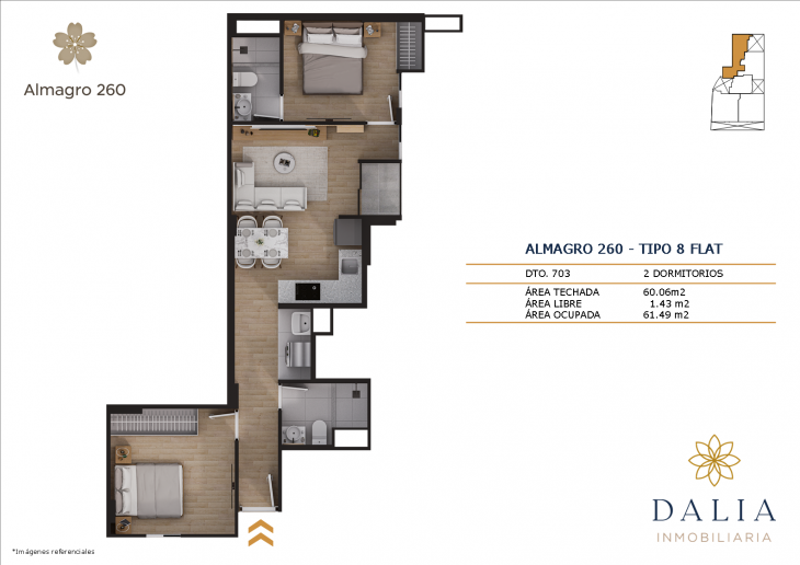 Plano del modelo tipo 8 del proyecto ALMAGRO 260 en Jesus Maria