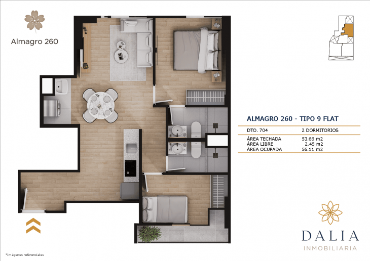 Plano del modelo tipo 9 del proyecto ALMAGRO 260 en Jesus Maria
