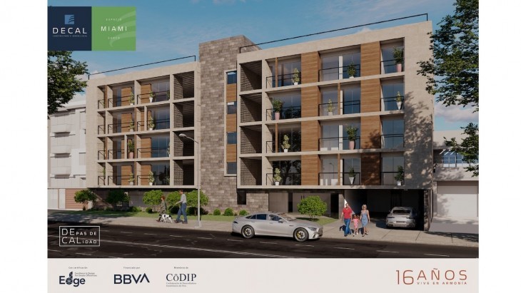 Fachada principal del proyecto MIAMI en Santiago De Surco