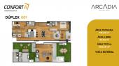 Plano del modelo DÚPLEX 601 del proyecto Arcadia en Santiago De Surco
