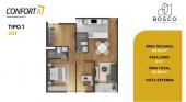 Plano del modelo TIPO 1 del proyecto Bosco en Santiago De Surco