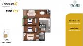 Plano del modelo TIPO 3 del proyecto PAQARI en San Borja