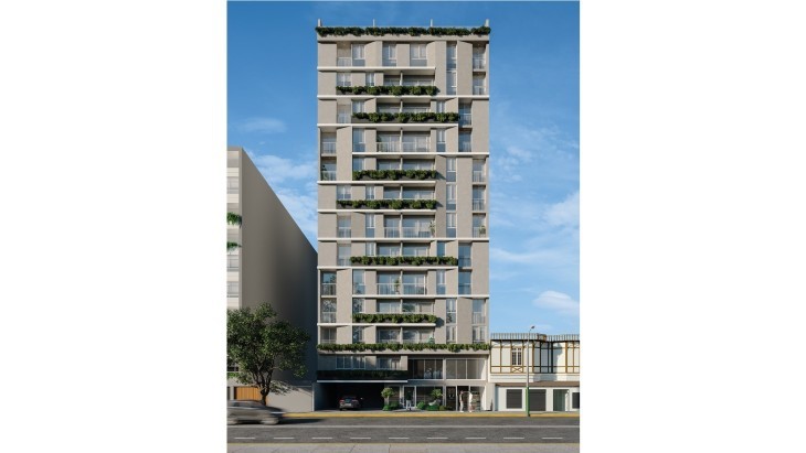 Fachada principal del proyecto Twins en Miraflores