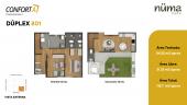 Plano del modelo DUPLEX 801 del proyecto Numa en Santiago De Surco
