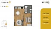 Plano del modelo FLAT 101 del proyecto Numa en Santiago De Surco