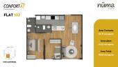 Plano del modelo FLAT 102 del proyecto Numa en Santiago De Surco