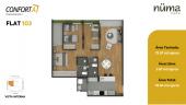Plano del modelo FLAT 103 del proyecto Numa en Santiago De Surco