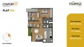 Plano del modelo FLAT 105 del proyecto Numa en Santiago De Surco