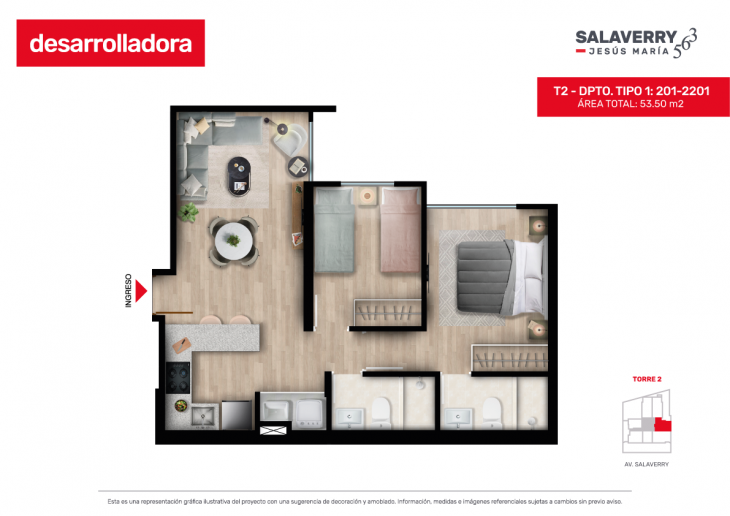 Plano del modelo 1 del proyecto SALAVERRY 563 en Jesus Maria
