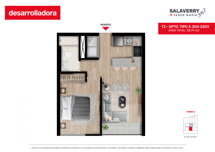 Plano del modelo 3 del proyecto SALAVERRY 563 en Jesus Maria