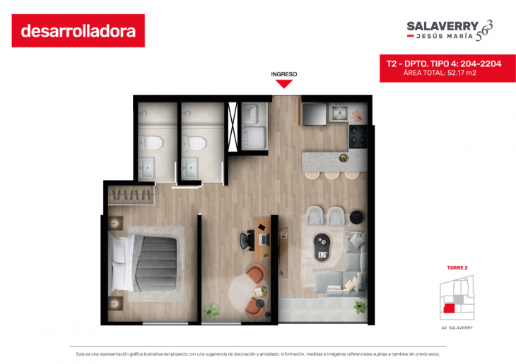 Plano del modelo 4 del proyecto SALAVERRY 563 en Jesus Maria