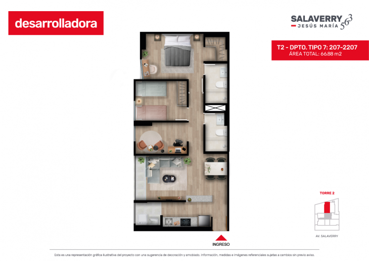 Plano del modelo 7 del proyecto SALAVERRY 563 en Jesus Maria