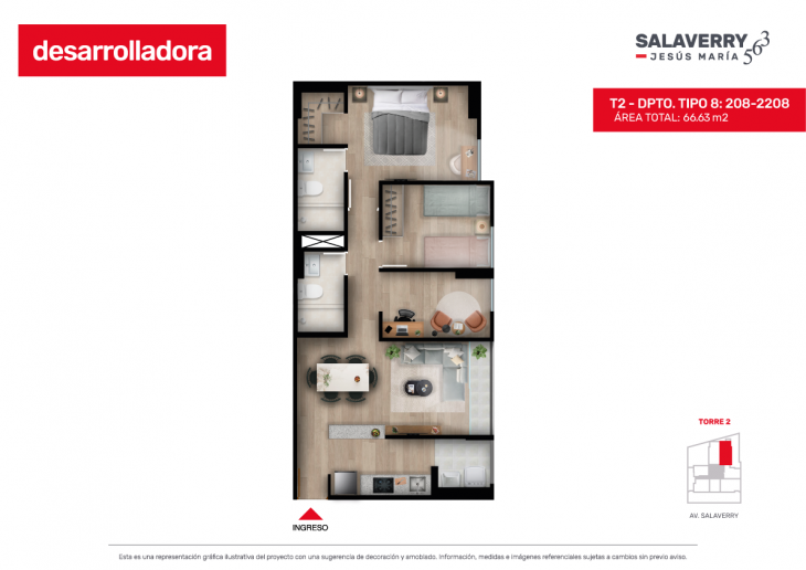 Plano del modelo 8 del proyecto SALAVERRY 563 en Jesus Maria