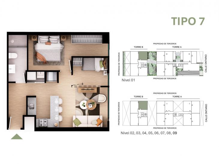 Plano del modelo Tipo 7 del proyecto Orquídeas en Chorrillos